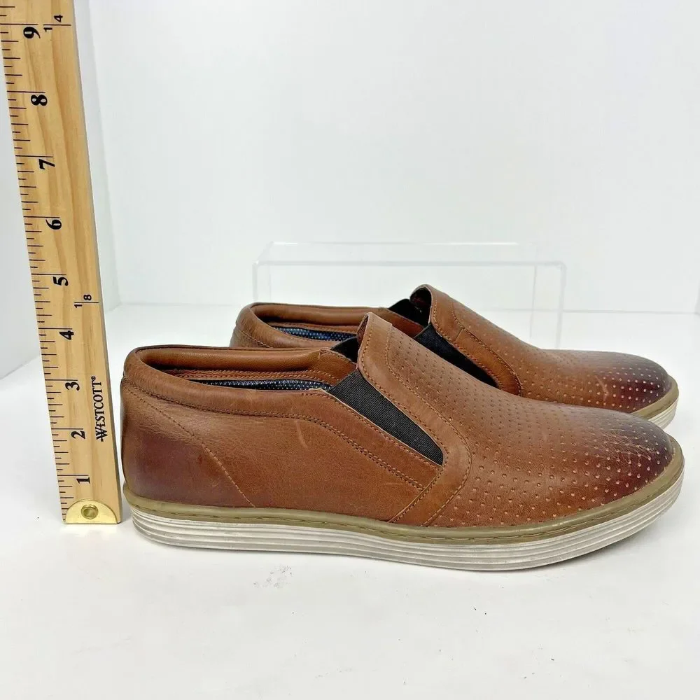 Roan By‎ Bedstu Mens Brown Leather Slip-On Shoes Size 8.5 Perforated Leather